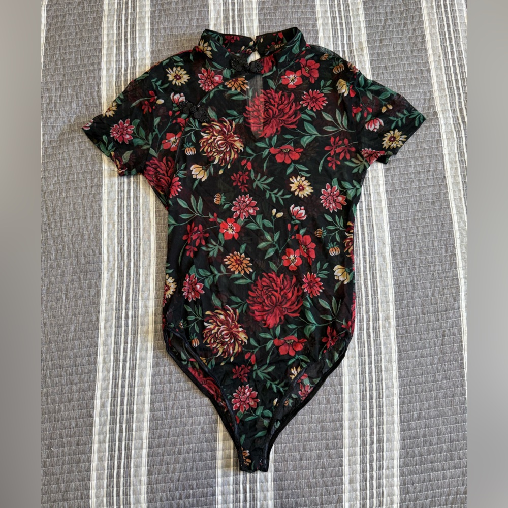 Forever 21 Sheer Floral Bodysuit
